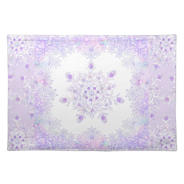 Purple snowflake cloth placemat (Front)