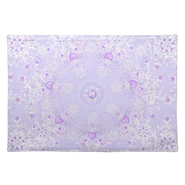Purple snowflake cloth placemat (Front)