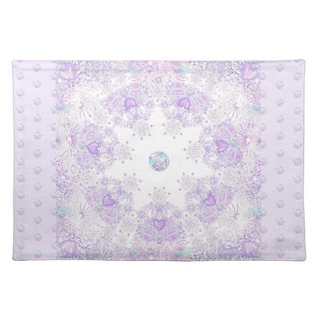 Purple snowflake cloth placemat (Front)