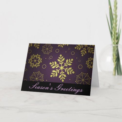 Purple Snowflake Corporate Christmas Greeting Holiday Card