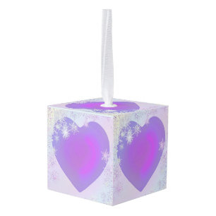 Purple snowflake cube ornament