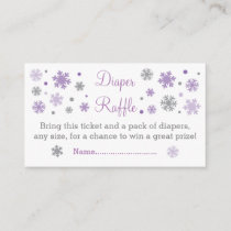 Purple Snowflake Diaper Raffle Tickets Enclosure Card