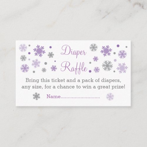 Purple Snowflake Diaper Raffle Tickets Enclosure Card