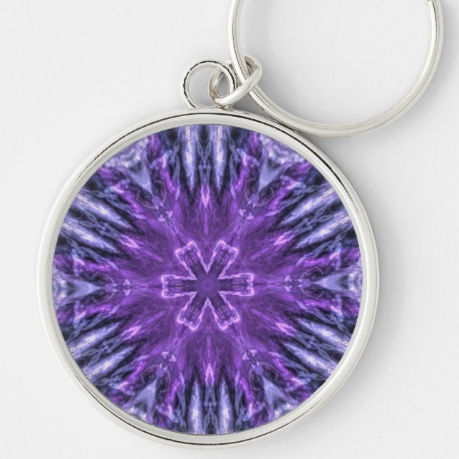 Purple Snowflake Fractal Keychain (Front)