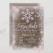 Purple snowflake is on the way baby shower invitation (Front/Back)