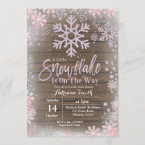Purple snowflake is on the way baby shower invitation