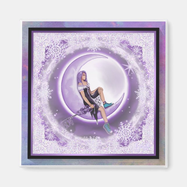 Purple snowflake magnet (Front)