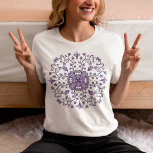 Purple Snowflake Mandala - Elegant Winter Ornament T-Shirt