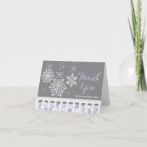 Purple Snowflake Mobile Baby Shower Thank You Card