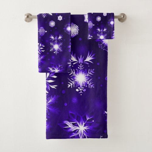 Purple Snowflake Pattern Bath Towel Set