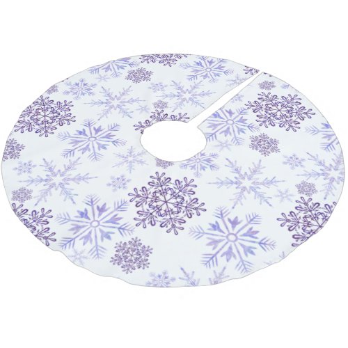 Purple Snowflake Pattern Brushed Polyester Tree Skirt