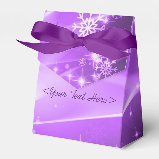 Purple Snowflake Pattern Christmas Favor Box (Front Side)