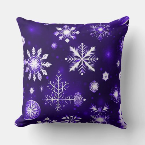 Purple Snowflake Pattern Throw Pillow