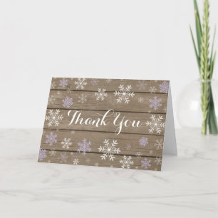 Purple Snowflake Rustic Folded Thank You Card