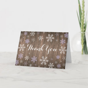 Purple Snowflake Rustic Folded Thank You Card