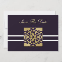 purple snowflake save the date announcement