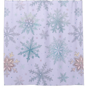 “Purple Snowflake Shower Curtain