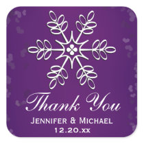 Purple Snowflake Thank You Label