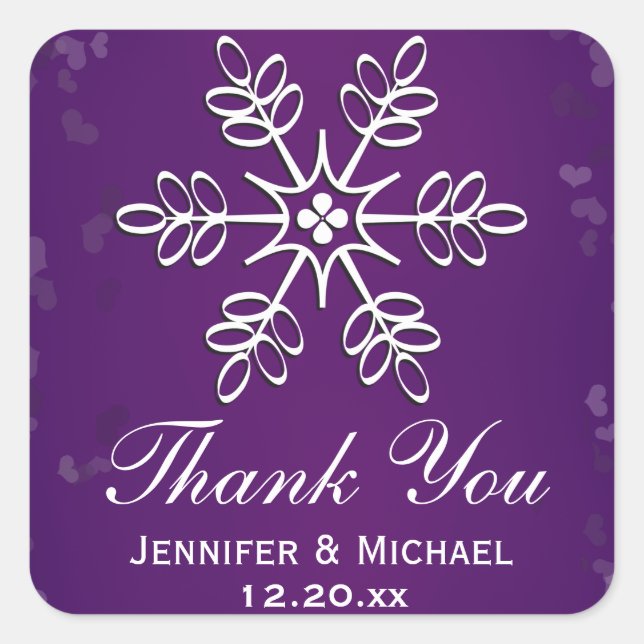 Purple Snowflake Thank You Label (Front)