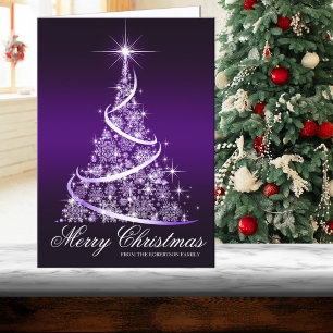 Purple Snowflake Tree Elegant Christmas Card