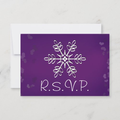 Purple Snowflake Wedding RSVP Response Card