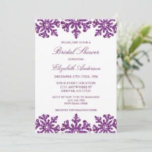 Purple Snowflake Winter Bridal Shower Invitation