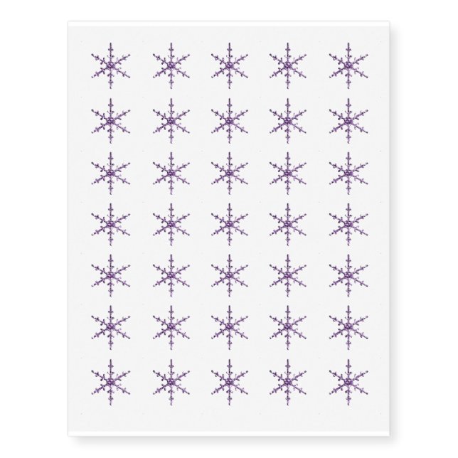 Purple Snowflake Winter Christmas Design Temporary Tattoos (Front)