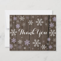 Purple Snowflake Winter Rustic Wood Thank You Card