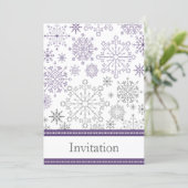 purple snowflake winter wedding invitation (Standing Front)