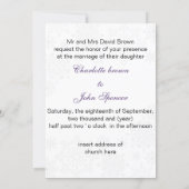 purple snowflake winter wedding invitation (Back)