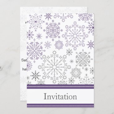 purple snowflake winter wedding invitation