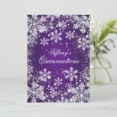 Purple Snowflake Winter Wonderland Quinceanera Invitation (Standing Front)