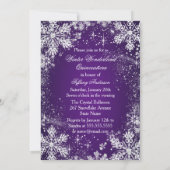 Purple Snowflake Winter Wonderland Quinceanera Invitation (Back)