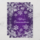 Purple Snowflake Winter Wonderland Quinceanera Invitation (Front/Back)