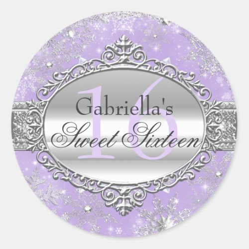 Purple Snowflake Winter Wonderland Sweet16 Sticker