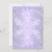 Purple Snowflake Winter Wonderland Sweet 16 Invite (Back)