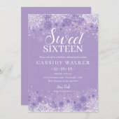 Purple Snowflake Winter Wonderland Sweet Sixteen Invitation (Front/Back)