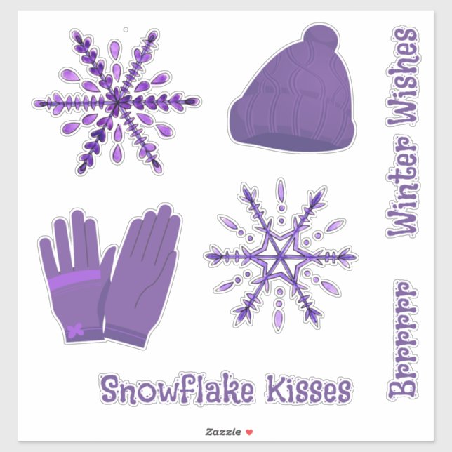 Purple Snowflakes and Sweater Sticker (Sheet)