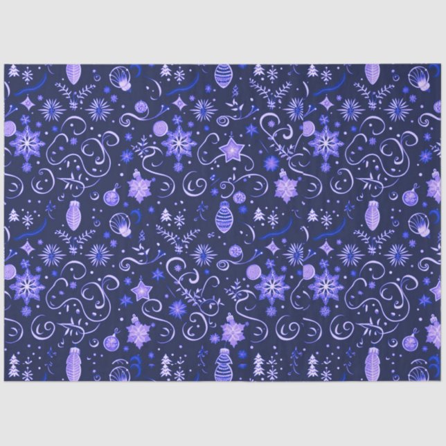 Purple Snowflakes Christmas Ornaments Christmas Tissue Paper (Front)
