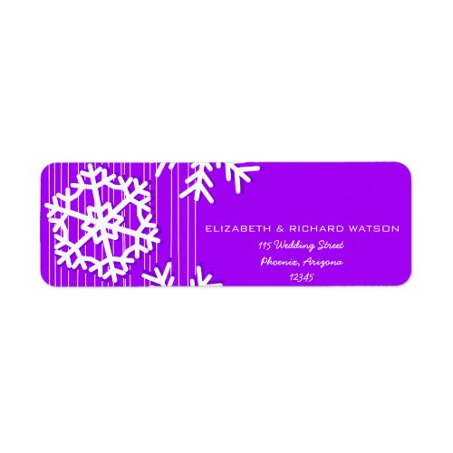 Purple Snowflakes Christmas Wedding Label