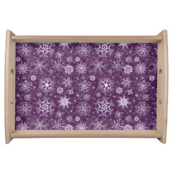 Purple Snowflakes For Chronic Pain Serving Tray by FunWithFibro at Zazzle