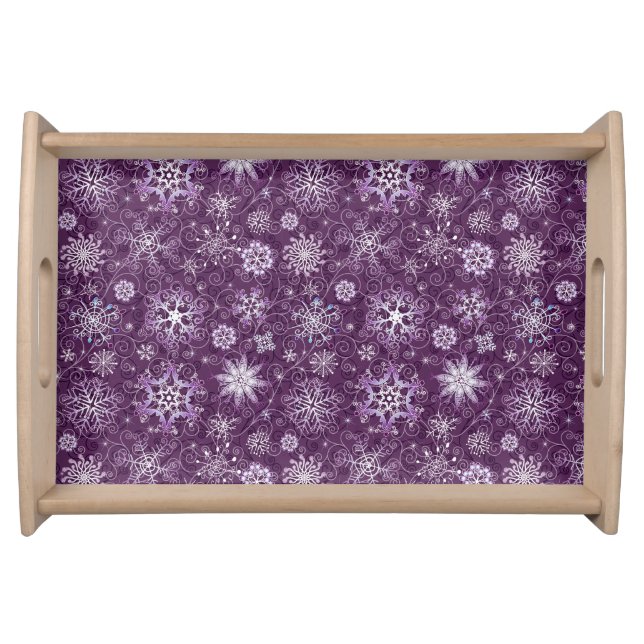 Purple Snowflakes for Chronic Pain Serving Tray (Front)