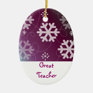 Purple Snowflakes Great Teacher Ceramic Ornament