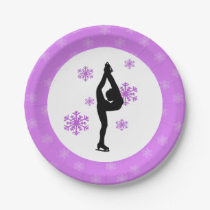 Purple Snowflakes Ice Skating Paper Plates