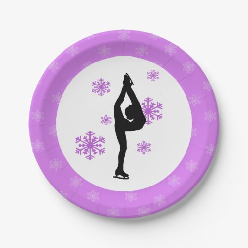 Purple Snowflakes Ice Skating Paper Plates