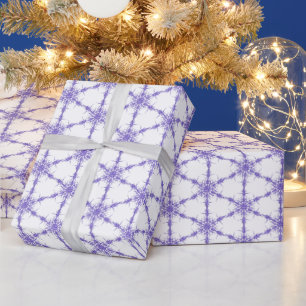 Purple Snowflakes On White  Wrapping Paper