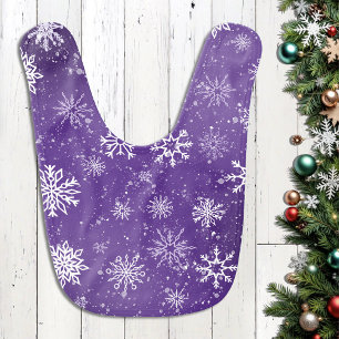 Purple Snowflakes Pattern Magical Winter Holiday Baby Bib
