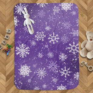 Purple Snowflakes Pattern Magical Winter Holiday Baby Blanket