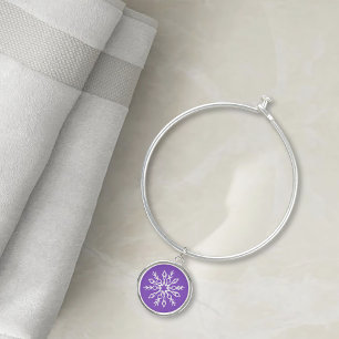 Purple Snowflakes Pattern Magical Winter Holiday Bangle Bracelet