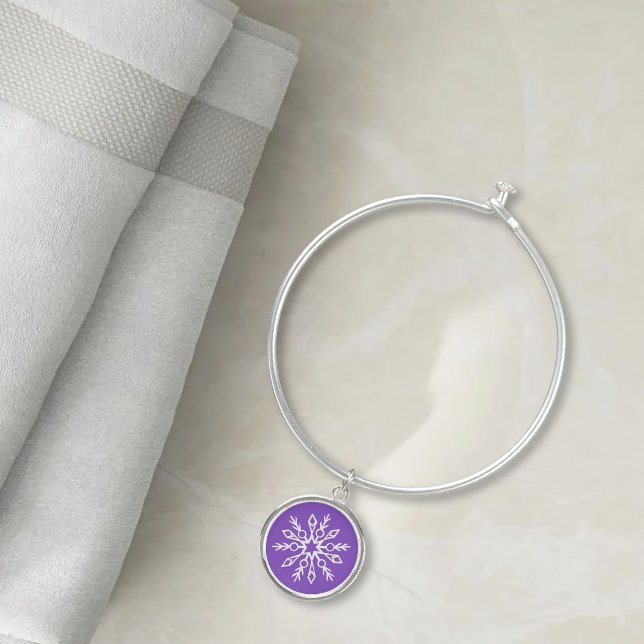 Purple Snowflakes Pattern Magical Winter Holiday Bangle Bracelet (Creator Uploaded)